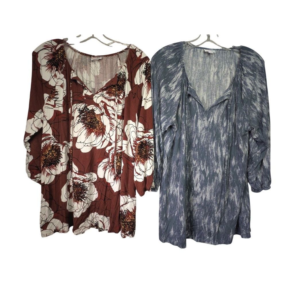 LuLaRoe Womens Debra Peasant Top Large 3/4 Sleeve Stretchy Lightweight Lot of 2